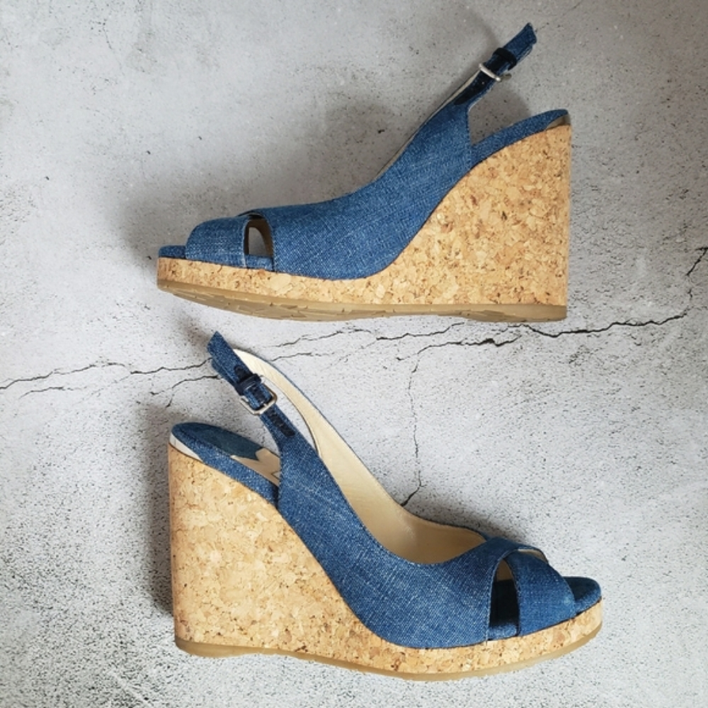 Jimmy Choo Denim Amery 105 Sz 38 - Picture 4 of 12